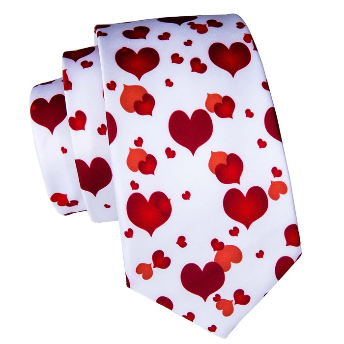 Lovely Heart Tie Pocket Square Cufflinks Set