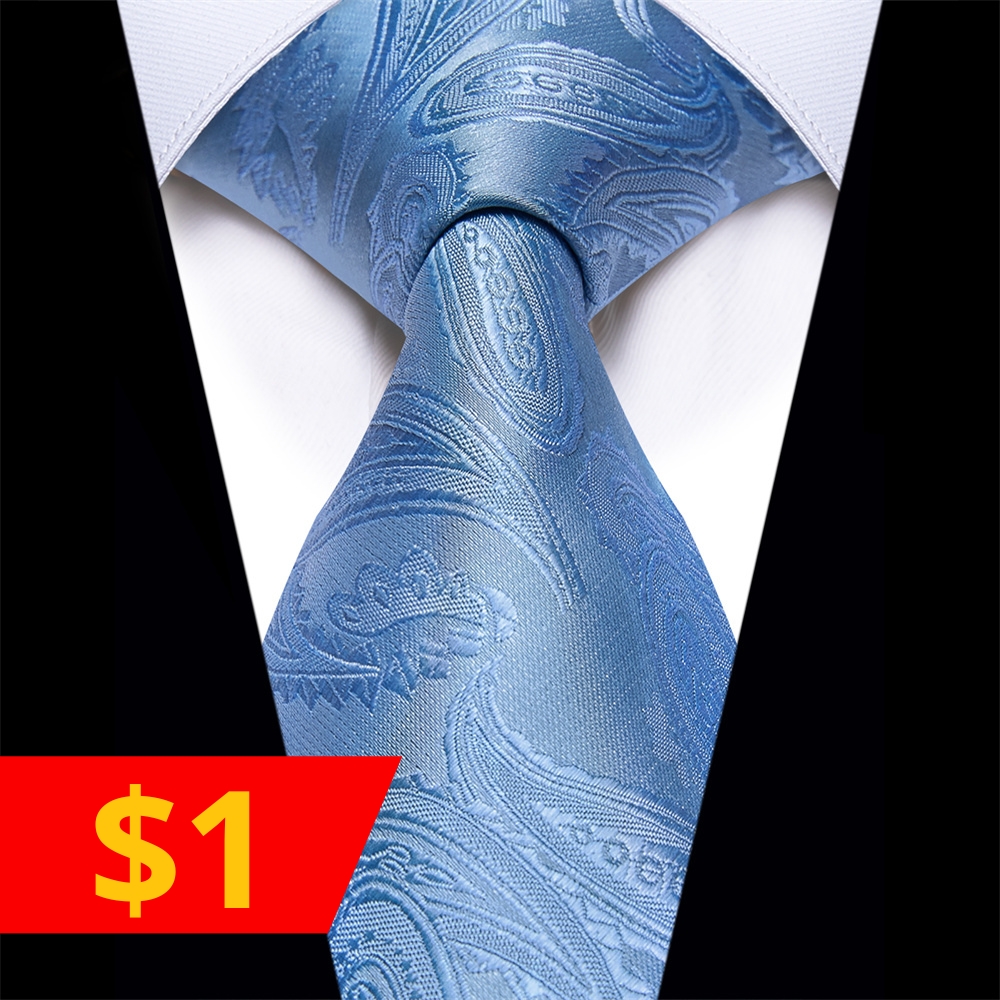 Ties2you Light Blue Tie Sky Blue Paisley Silk Necktie Single Tie