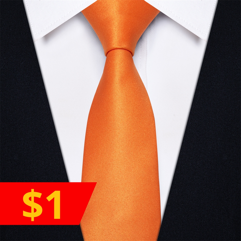 Ties2you Orange Tie Solid Skinny Necktie Pocket Square Set